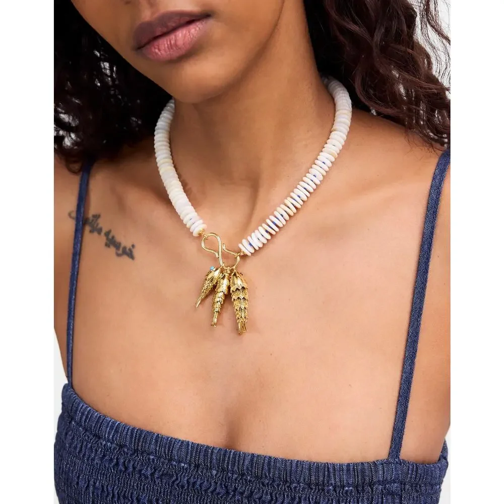 NWT Madewell Beaded Fish Statement Necklace Antique Gold - Picture 2 of 3